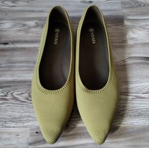 VIVAIA Pointed-Toe Ballet Flats Aria 5° Olive Green Size 42 US 10.5
